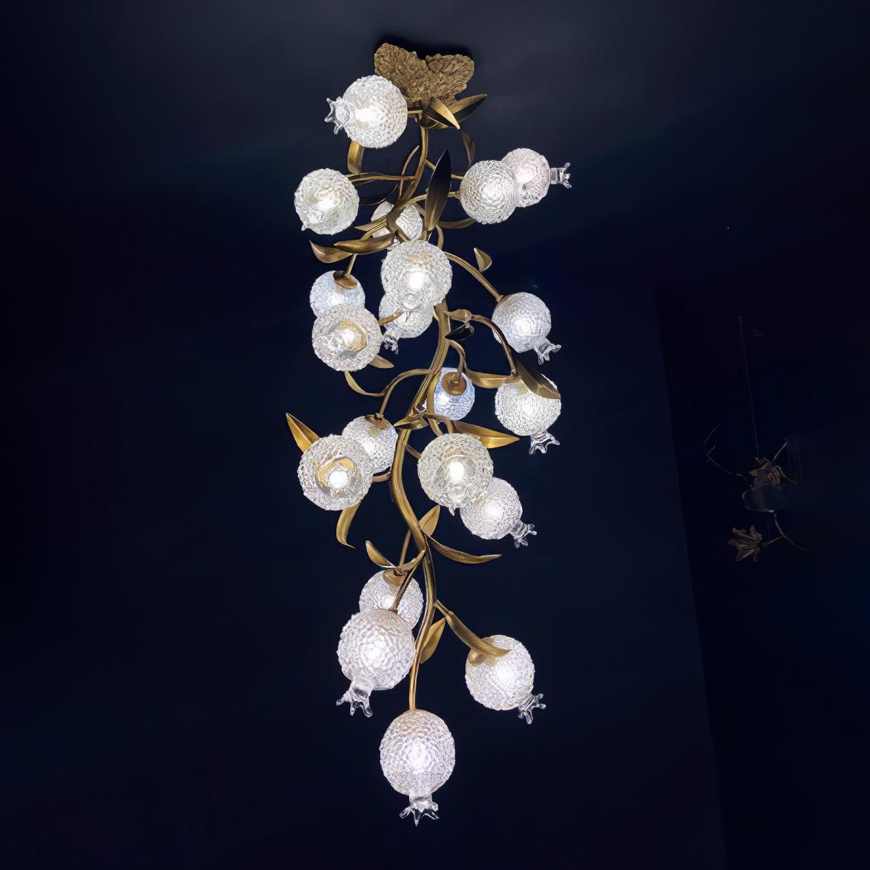 Pomegranate Brass Ceiling Lamp | Clear Glass Shade | 50cm Diameter