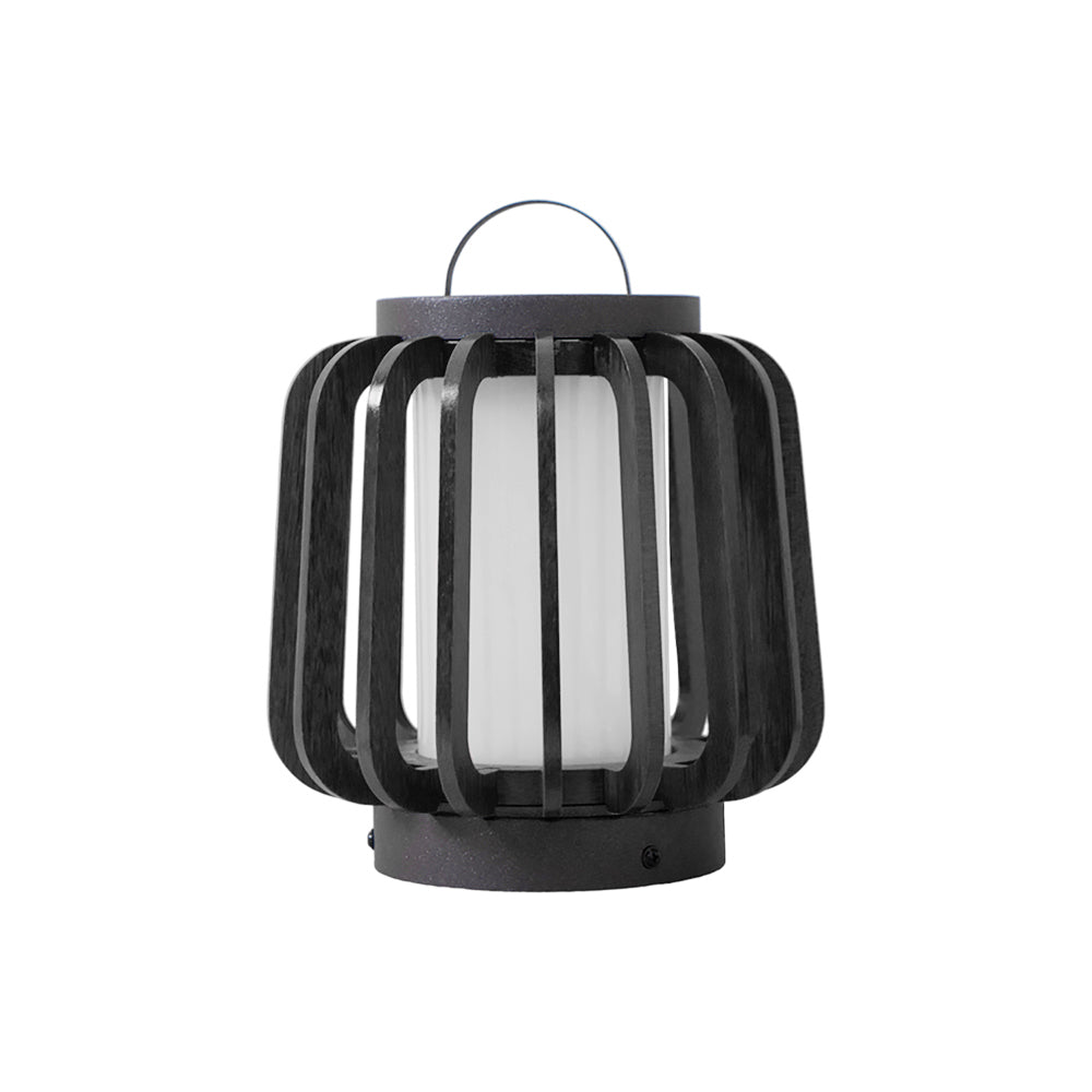 Portable Rechargeable Lantern | Waterproof Metal & Teak Wood | Black