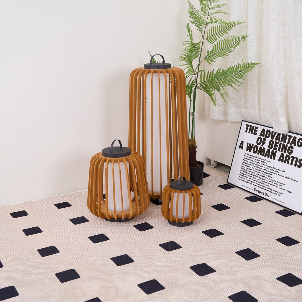 Portable Rechargeable Lantern | Waterproof Metal & Teak Wood | Black