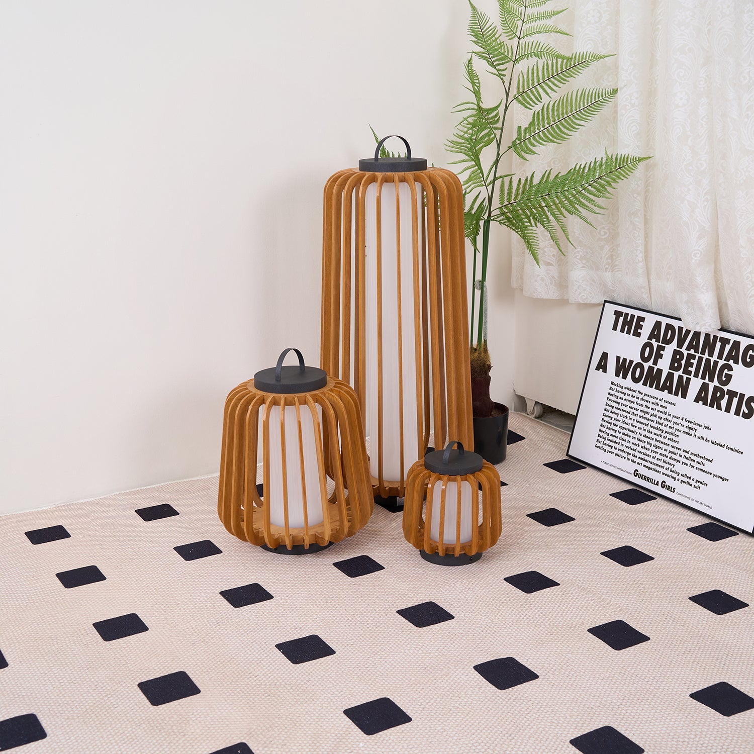 Outdoor Lantern | Waterproof Metal & Teak Wood | Integrated LED