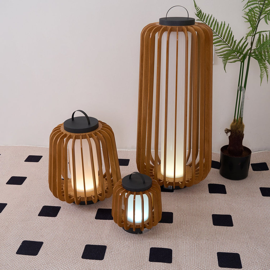 Portable Rechargeable Lantern | Waterproof Metal & Teak Wood | Black