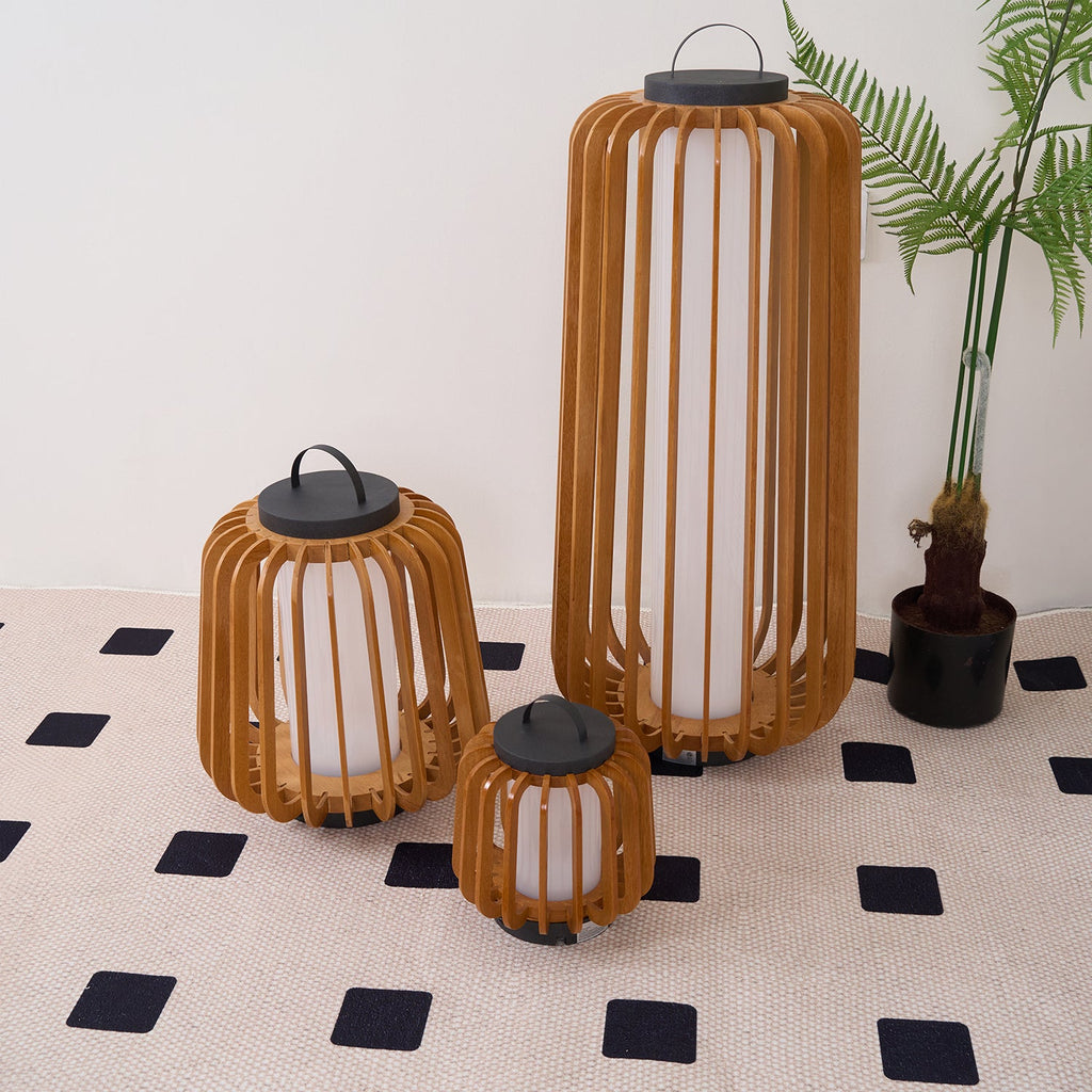 Portable Rechargeable Lantern | Waterproof Metal & Teak Wood | Black
