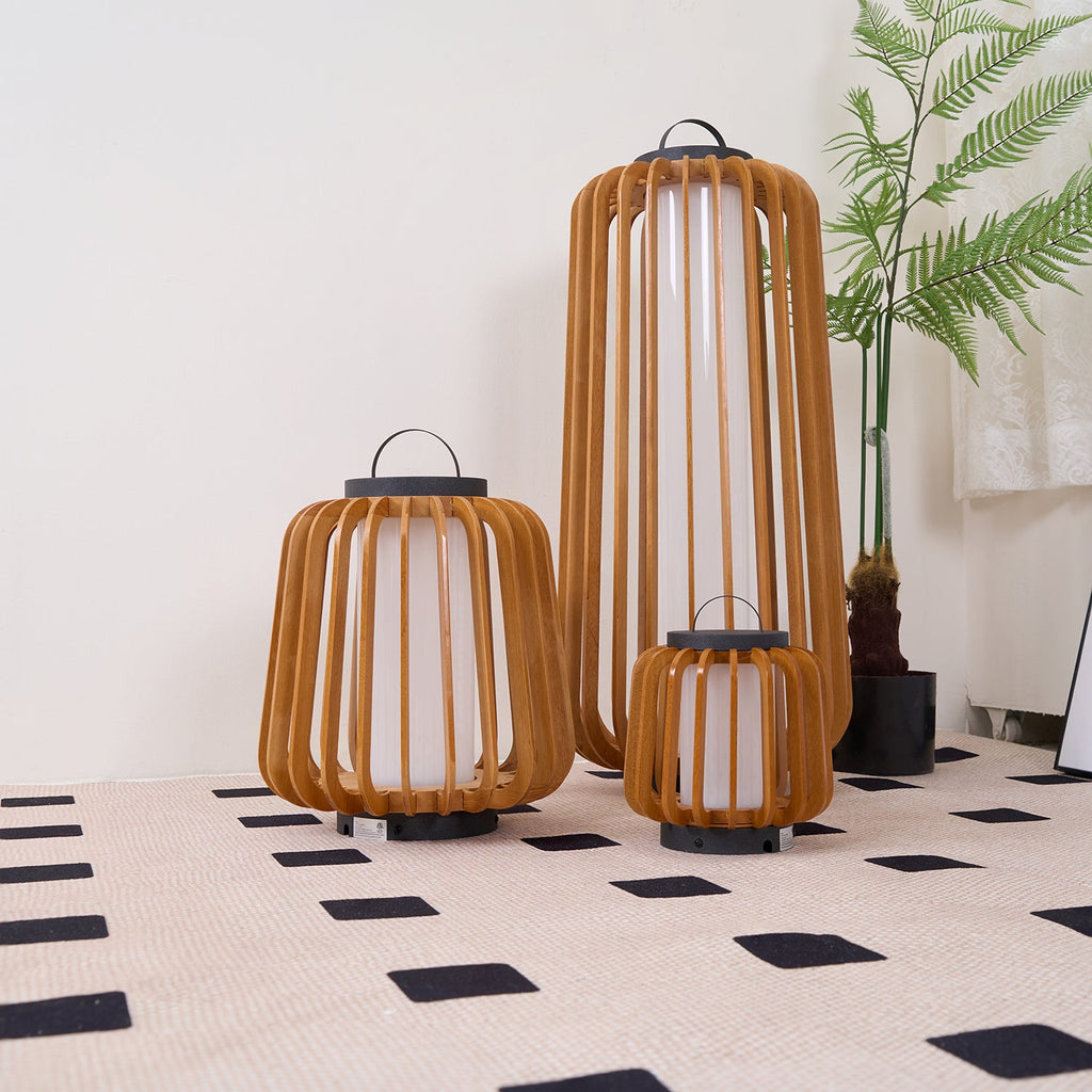 Portable Rechargeable Lantern | Waterproof Metal & Teak Wood | Black