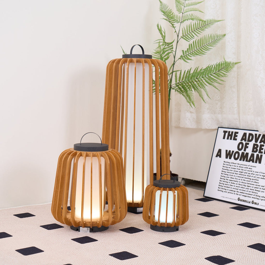 Portable Rechargeable Lantern | Waterproof Metal & Teak Wood | Black