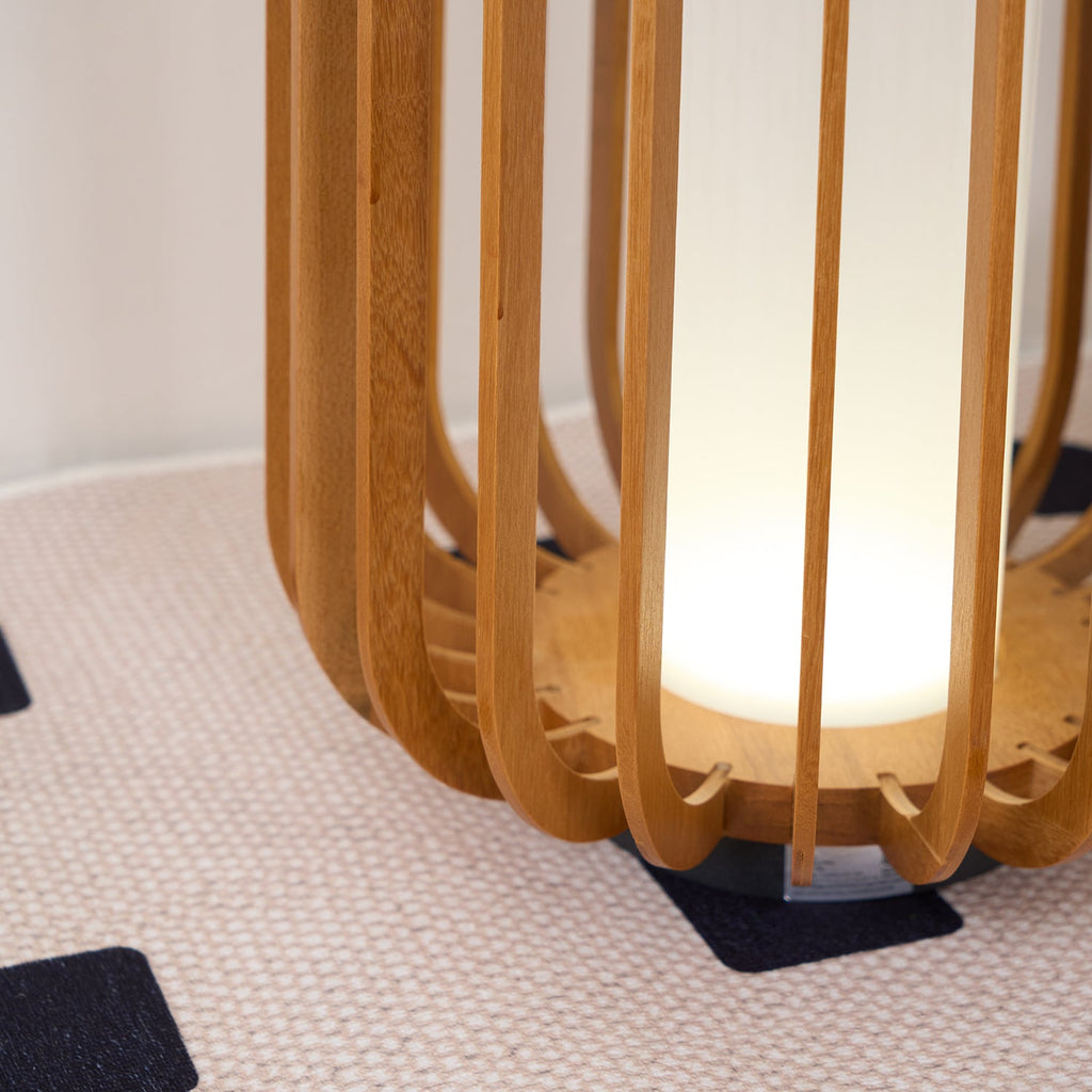 Portable Rechargeable Lantern | Waterproof Metal & Teak Wood | Black