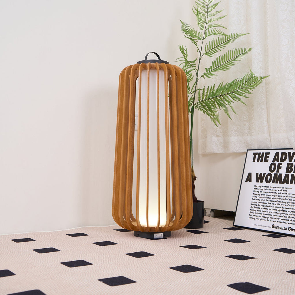 Portable Rechargeable Lantern | Waterproof Metal & Teak Wood | Black