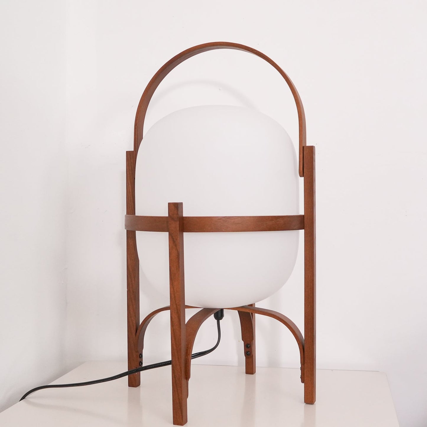 Portable Glass Table Lamp | Wood & Glass | Ash or Walnut Finish