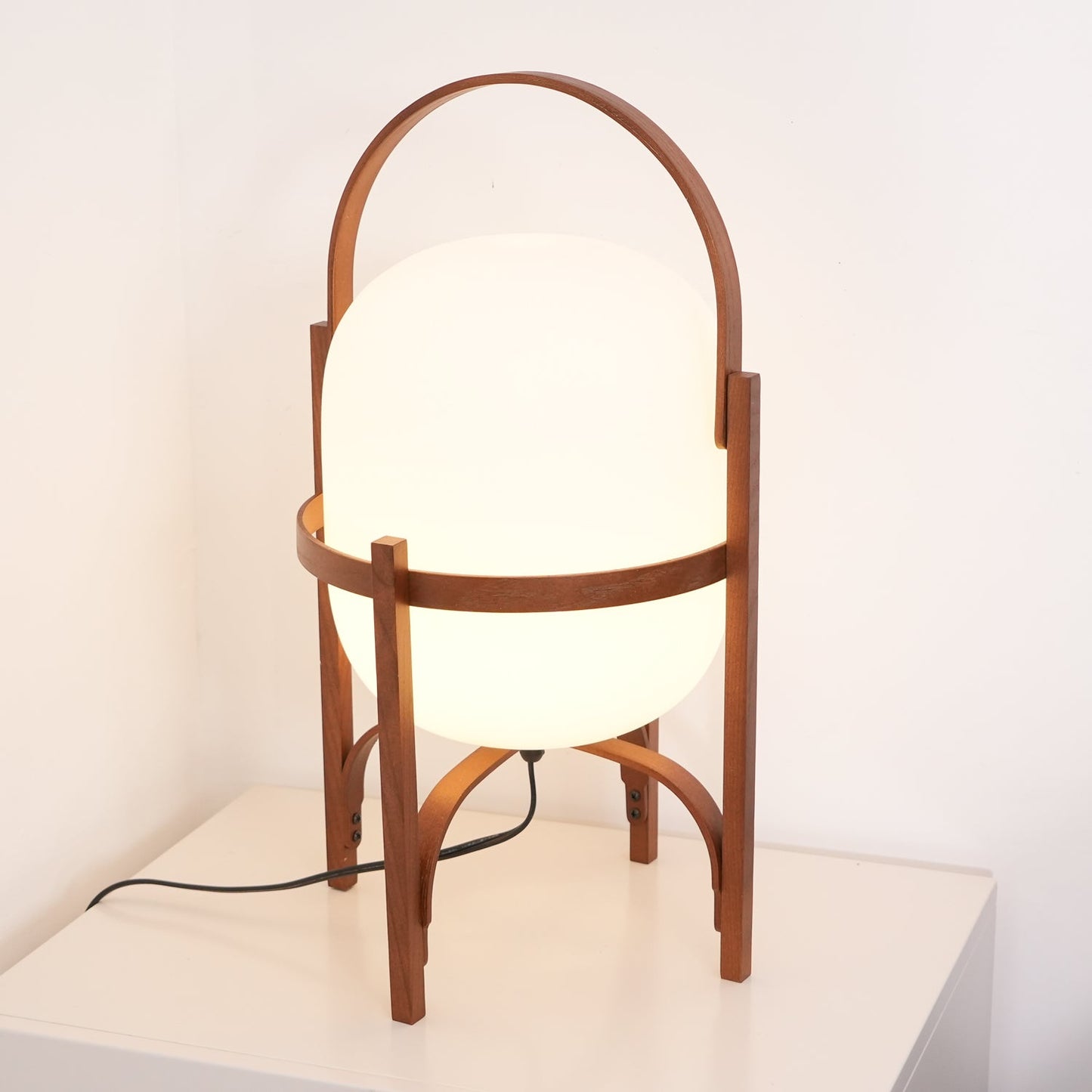 Portable Glass Table Lamp | Wood & Glass | Ash or Walnut Finish