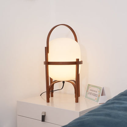 Portable Glass Table Lamp | Wood & Glass | Ash or Walnut Finish