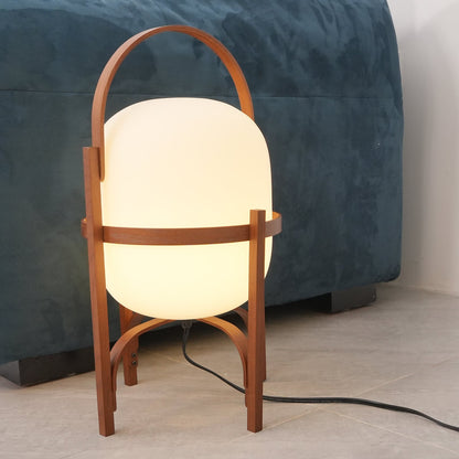 Portable Glass Table Lamp | Wood & Glass | Ash or Walnut Finish