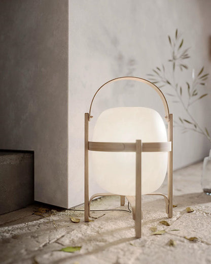 Portable Glass Table Lamp | Wood & Glass | Ash or Walnut Finish