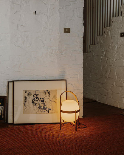 Portable Glass Table Lamp | Wood & Glass | Ash or Walnut Finish
