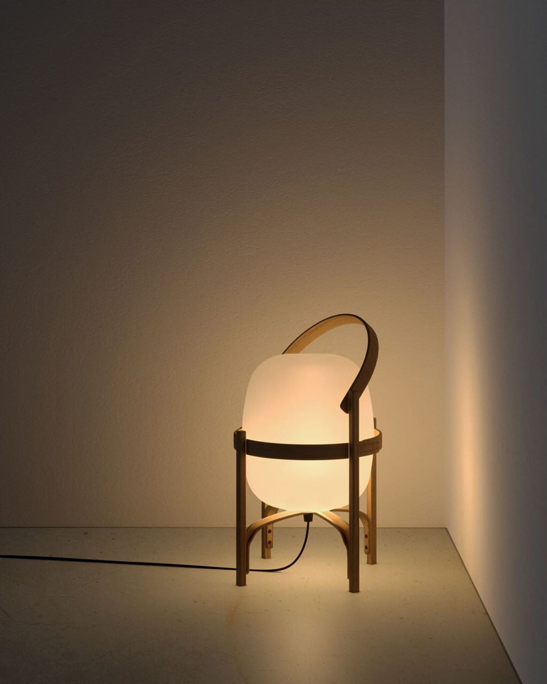 Portable Glass Table Lamp | Wood & Glass | Ash or Walnut Finish