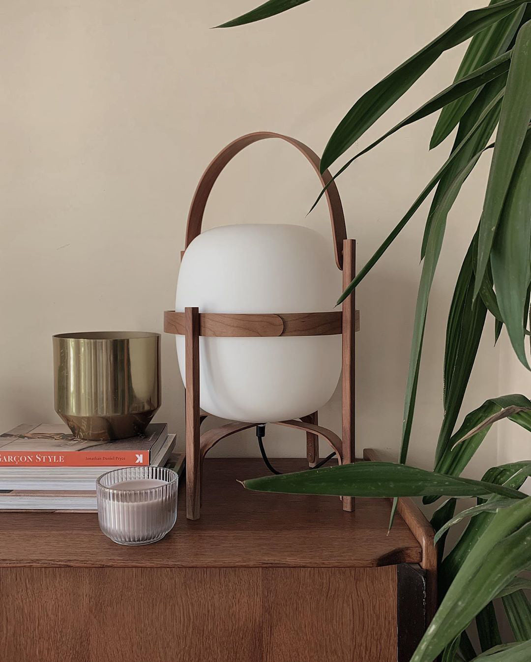 Portable Glass Table Lamp | Wood & Glass | Ash or Walnut Finish