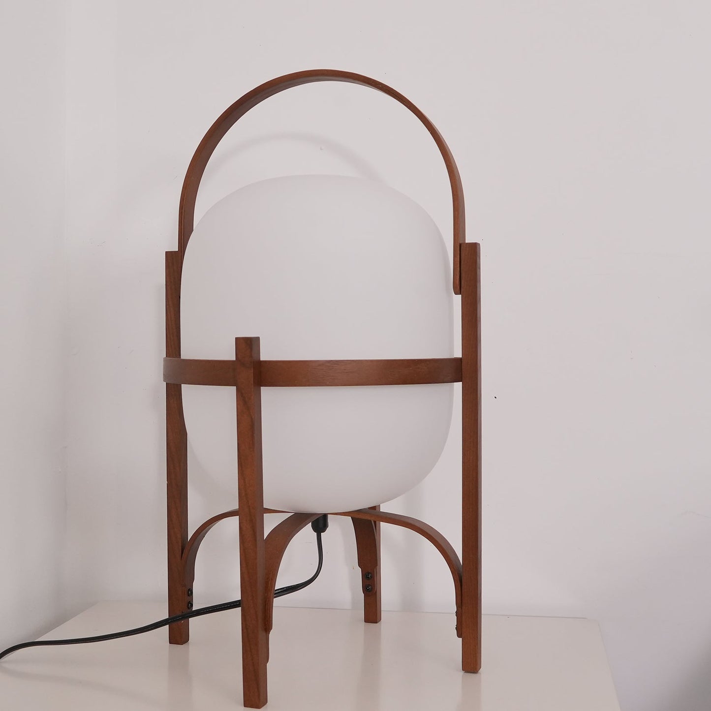 Portable Glass Table Lamp | Wood & Glass | Ash or Walnut Finish