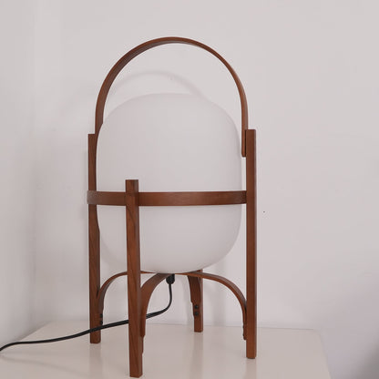 Portable Glass Table Lamp | Wood & Glass | Ash or Walnut Finish