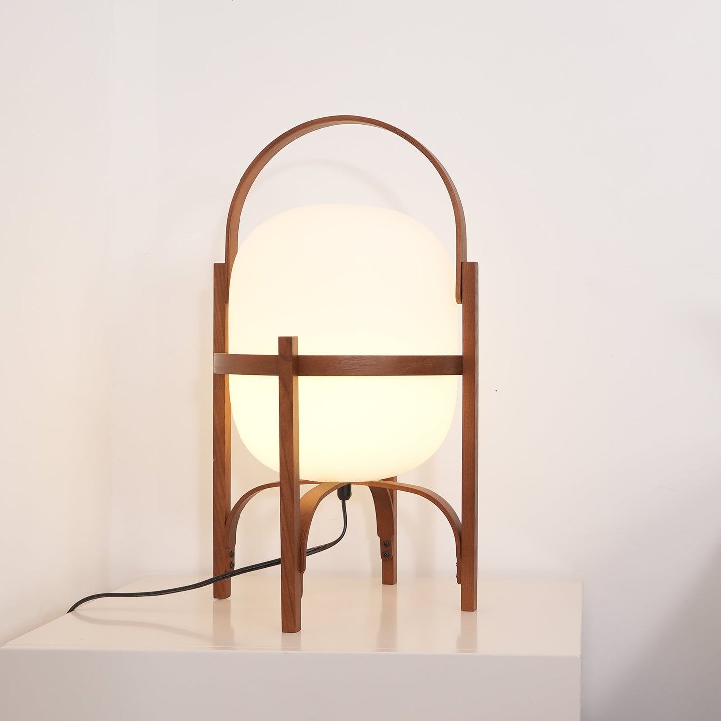 Portable Glass Table Lamp | Wood & Glass | Ash or Walnut Finish