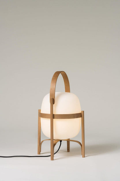Portable Glass Table Lamp | Wood & Glass | Ash or Walnut Finish