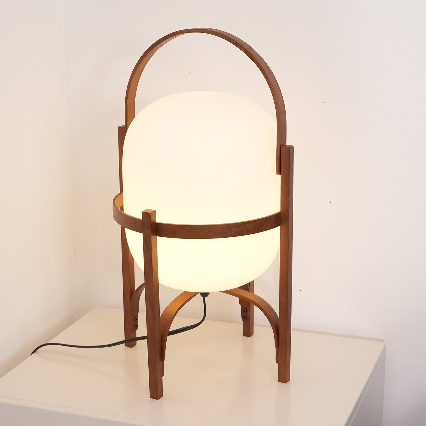 Portable Glass Table Lamp | Wood & Glass | Ash or Walnut Finish