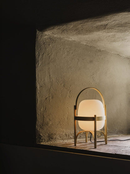 Portable Glass Table Lamp | Wood & Glass | Ash or Walnut Finish