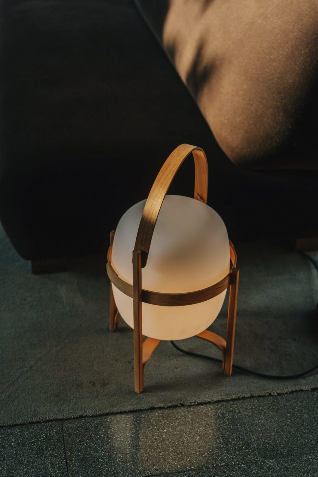 Portable Glass Table Lamp | Wood & Glass | Ash or Walnut Finish