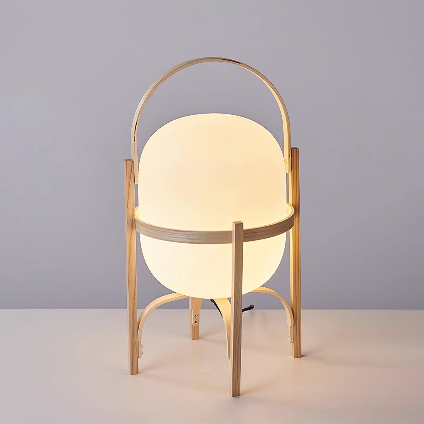 Portable Glass Table Lamp | Wood & Glass | Ash or Walnut Finish