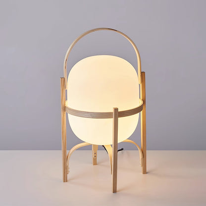 Portable Glass Table Lamp | Wood & Glass | Ash or Walnut Finish
