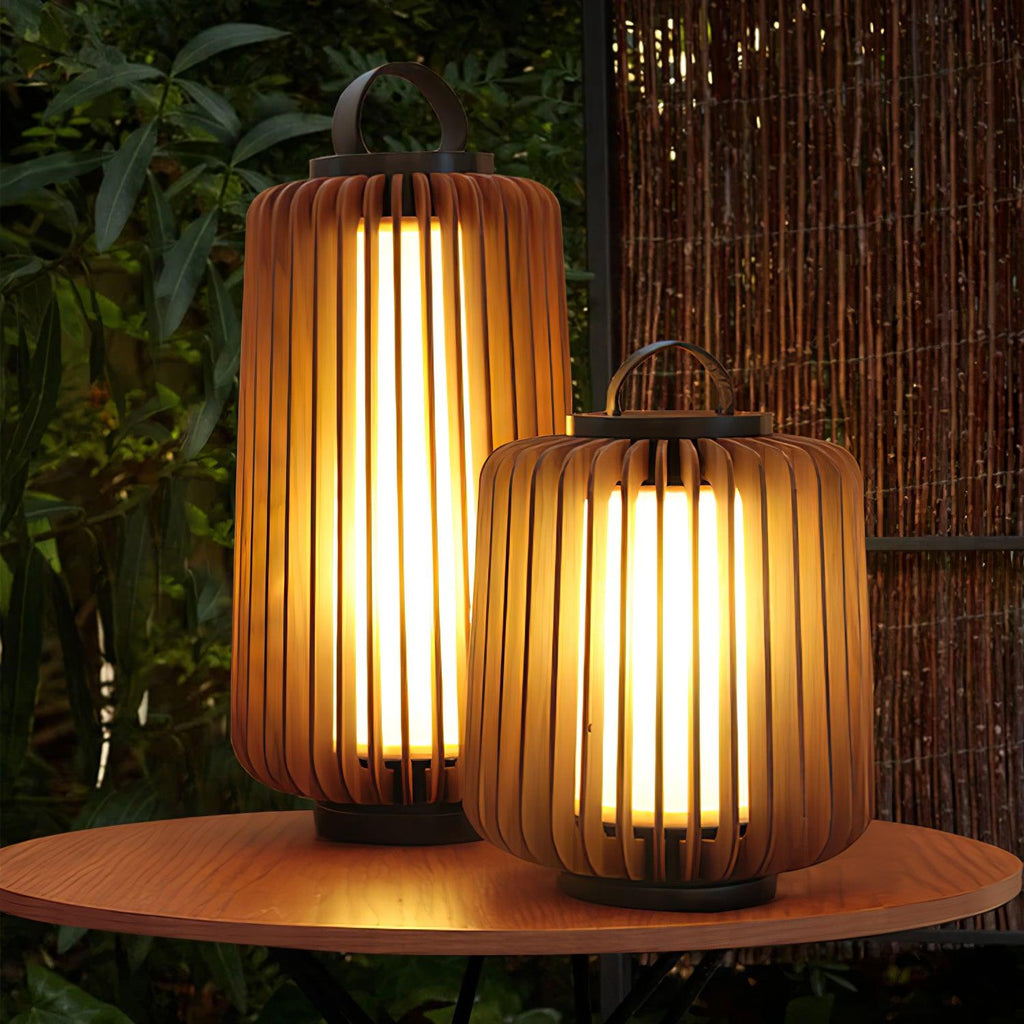Portable Rechargeable Lantern | Waterproof Metal & Teak Wood | Black
