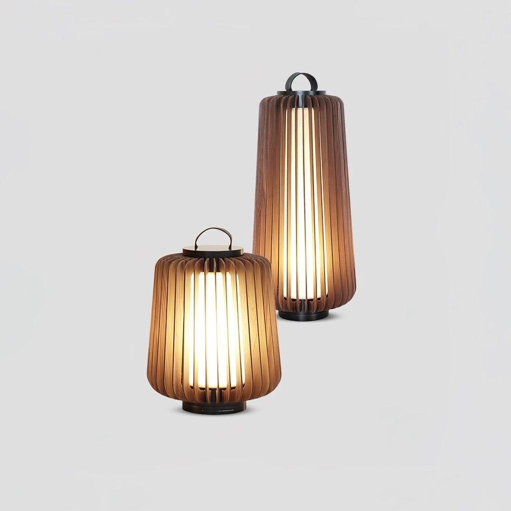 Portable Rechargeable Lantern | Waterproof Metal & Teak Wood | Black