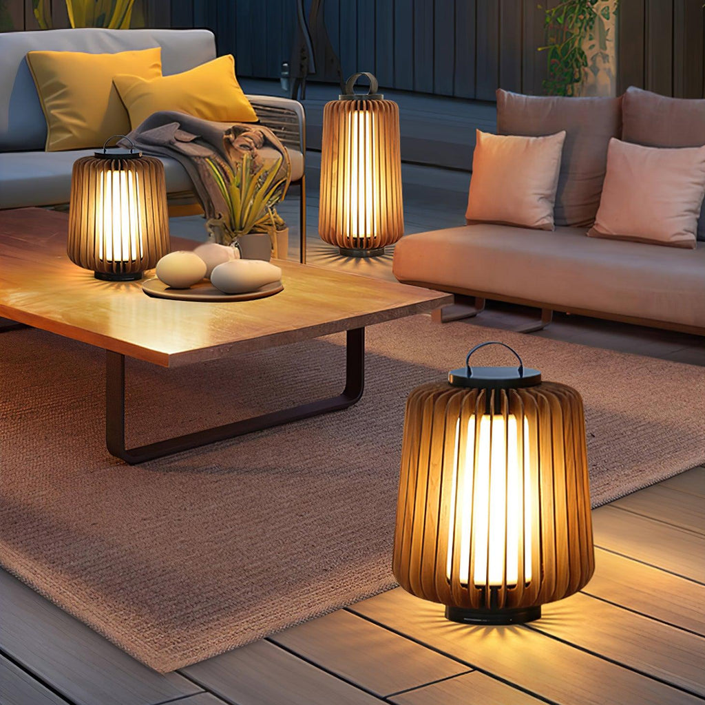 Portable Rechargeable Lantern | Waterproof Metal & Teak Wood | Black