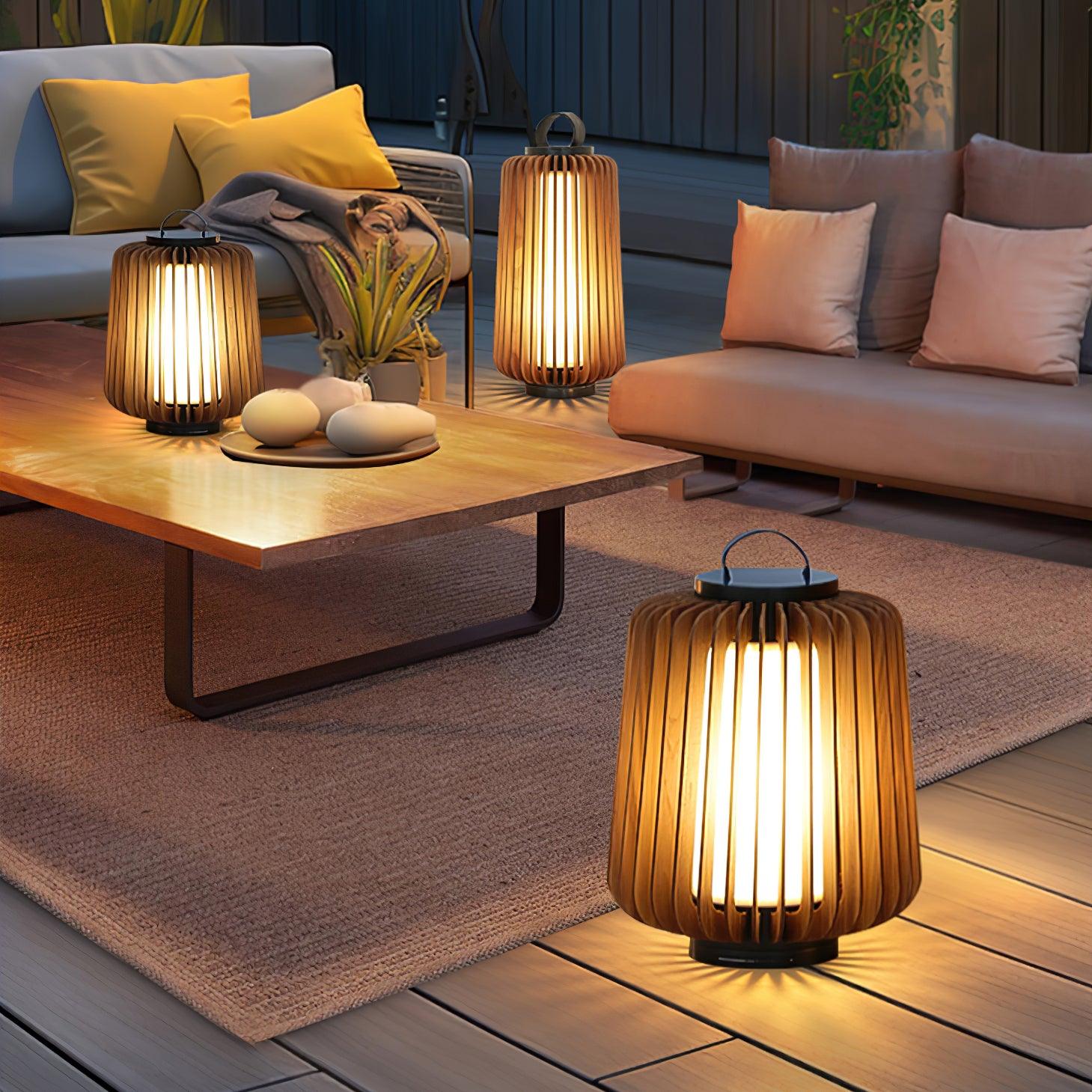 Outdoor Lantern | Waterproof Metal & Teak Wood | Integrated LED