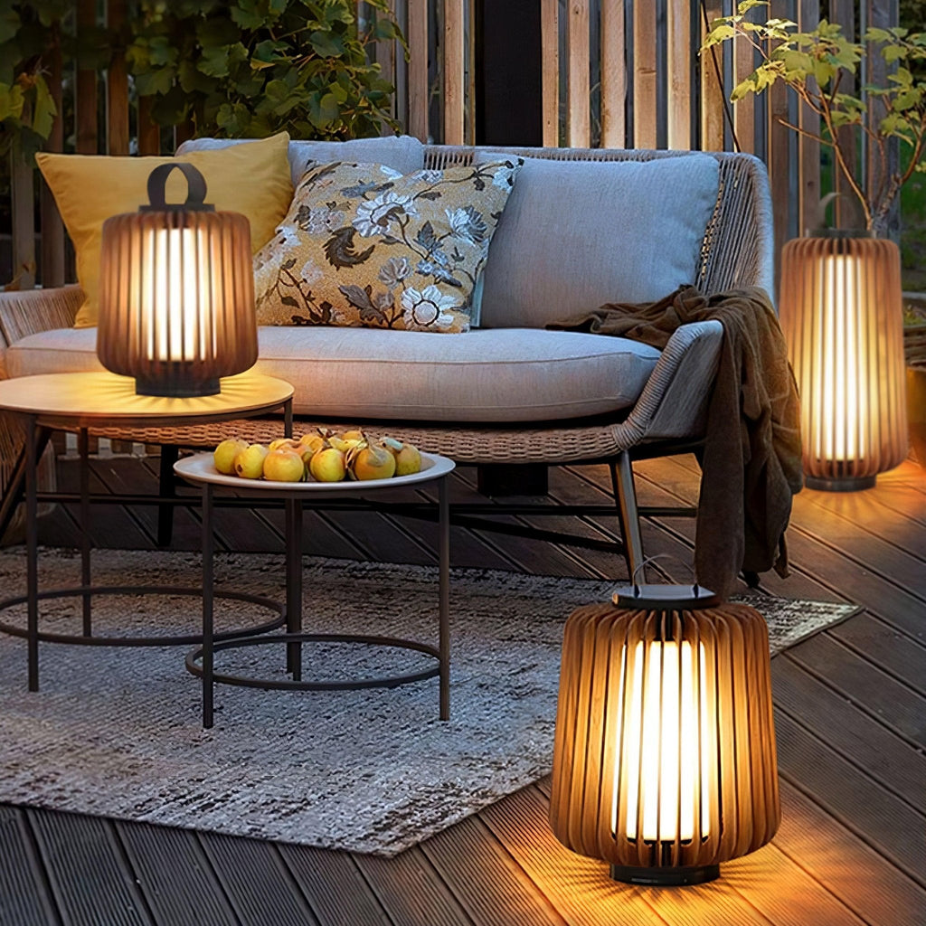 Portable Rechargeable Lantern | Waterproof Metal & Teak Wood | Black