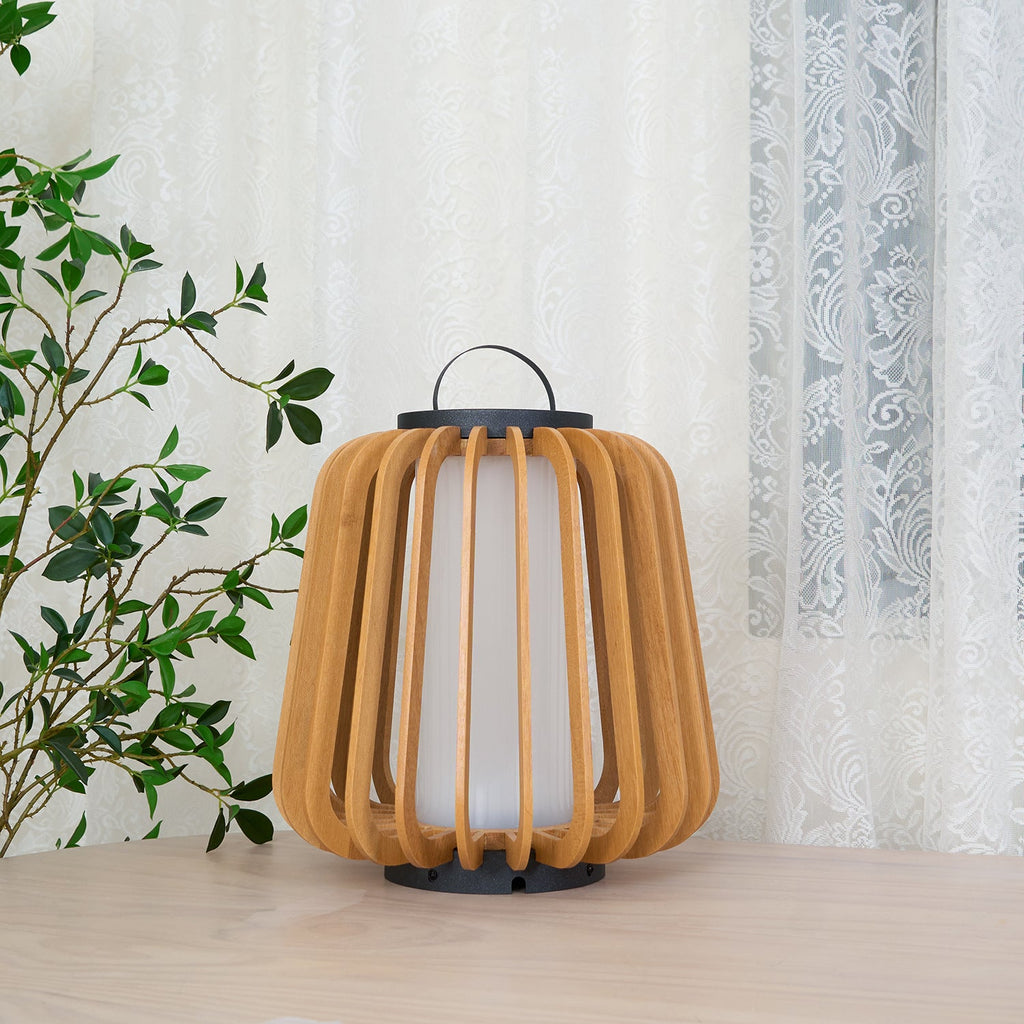 Portable Rechargeable Lantern | Waterproof Metal & Teak Wood | Black