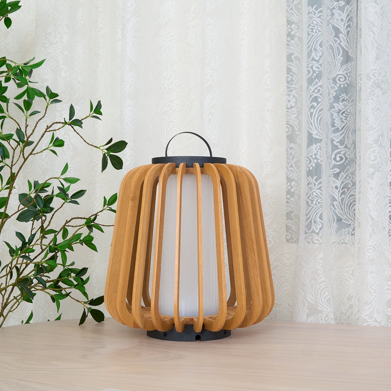 Outdoor Lantern | Waterproof Metal & Teak Wood | Integrated LED