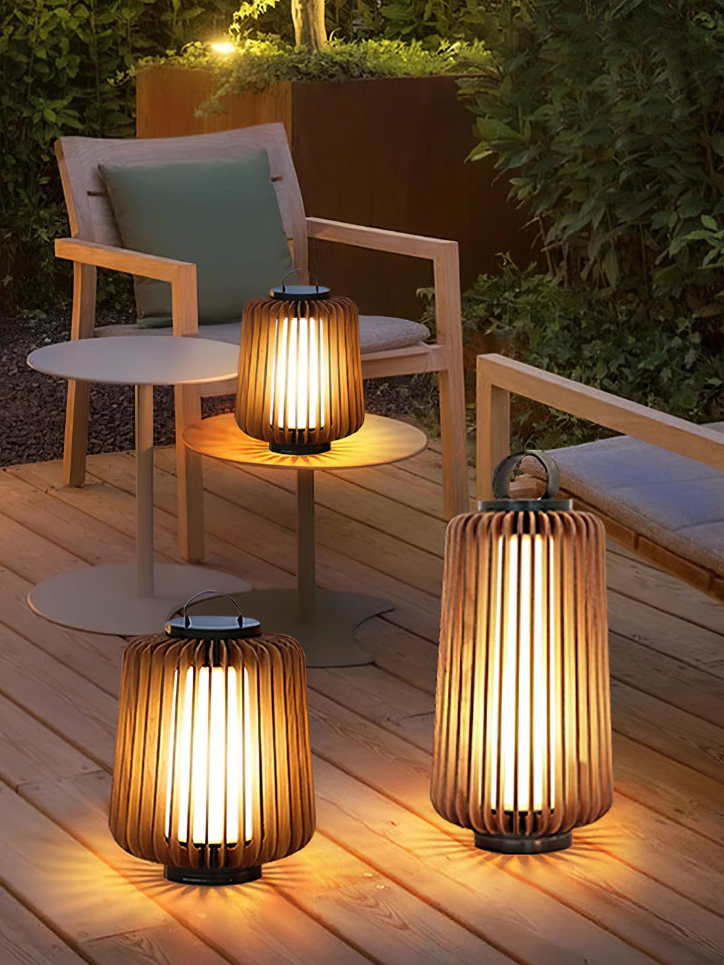 Portable Rechargeable Lantern | Waterproof Metal & Teak Wood | Black