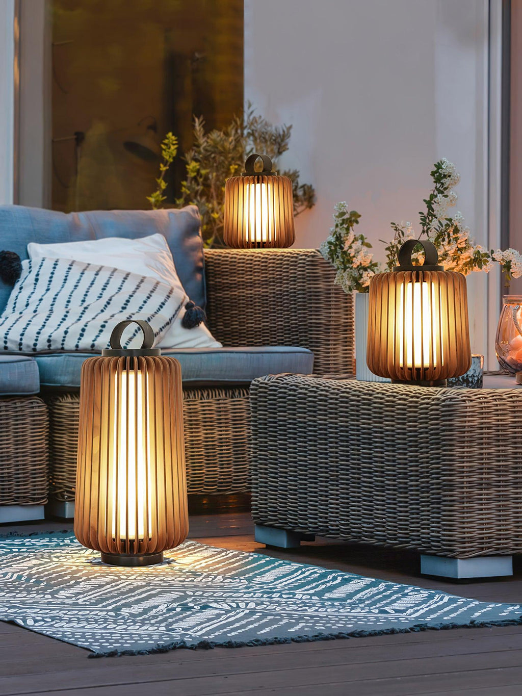 Portable Rechargeable Lantern | Waterproof Metal & Teak Wood | Black