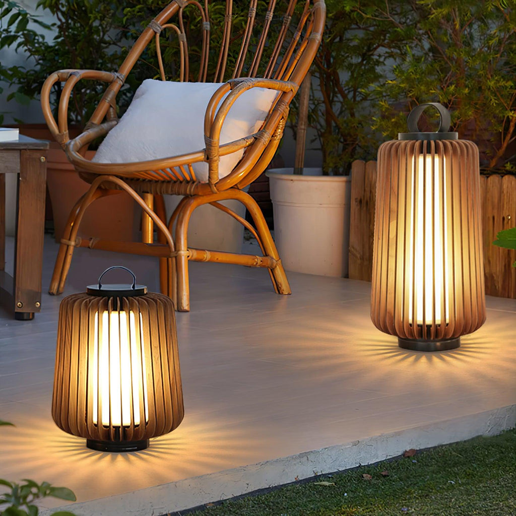 Portable Rechargeable Lantern | Waterproof Metal & Teak Wood | Black