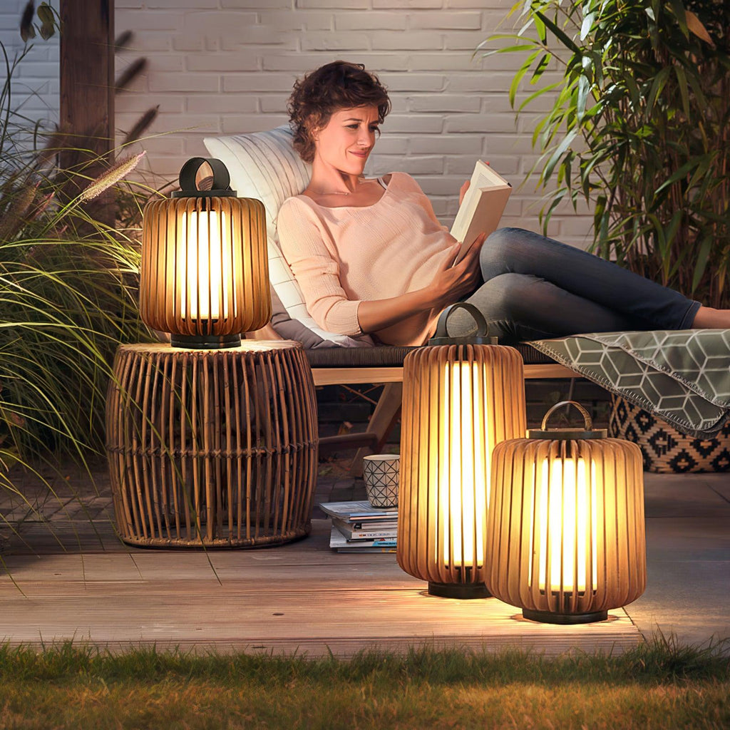 Portable Rechargeable Lantern | Waterproof Metal & Teak Wood | Black