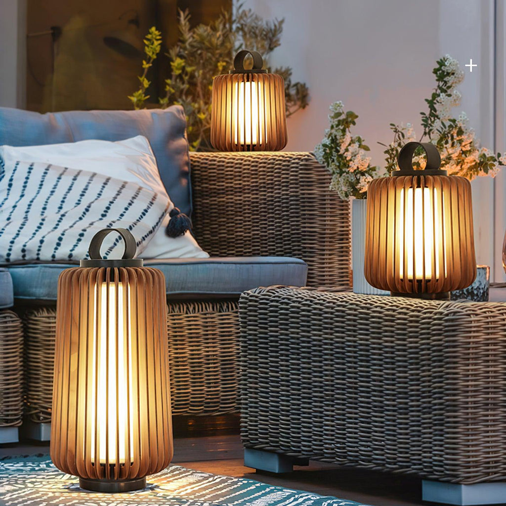 Portable Rechargeable Lantern | Waterproof Metal & Teak Wood | Black
