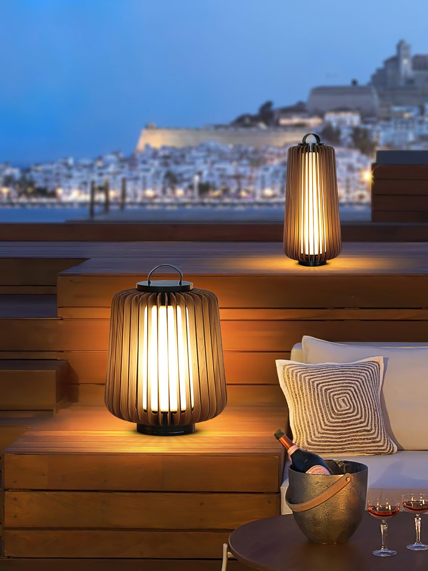 Outdoor Lantern | Waterproof Metal & Teak Wood | Integrated LED