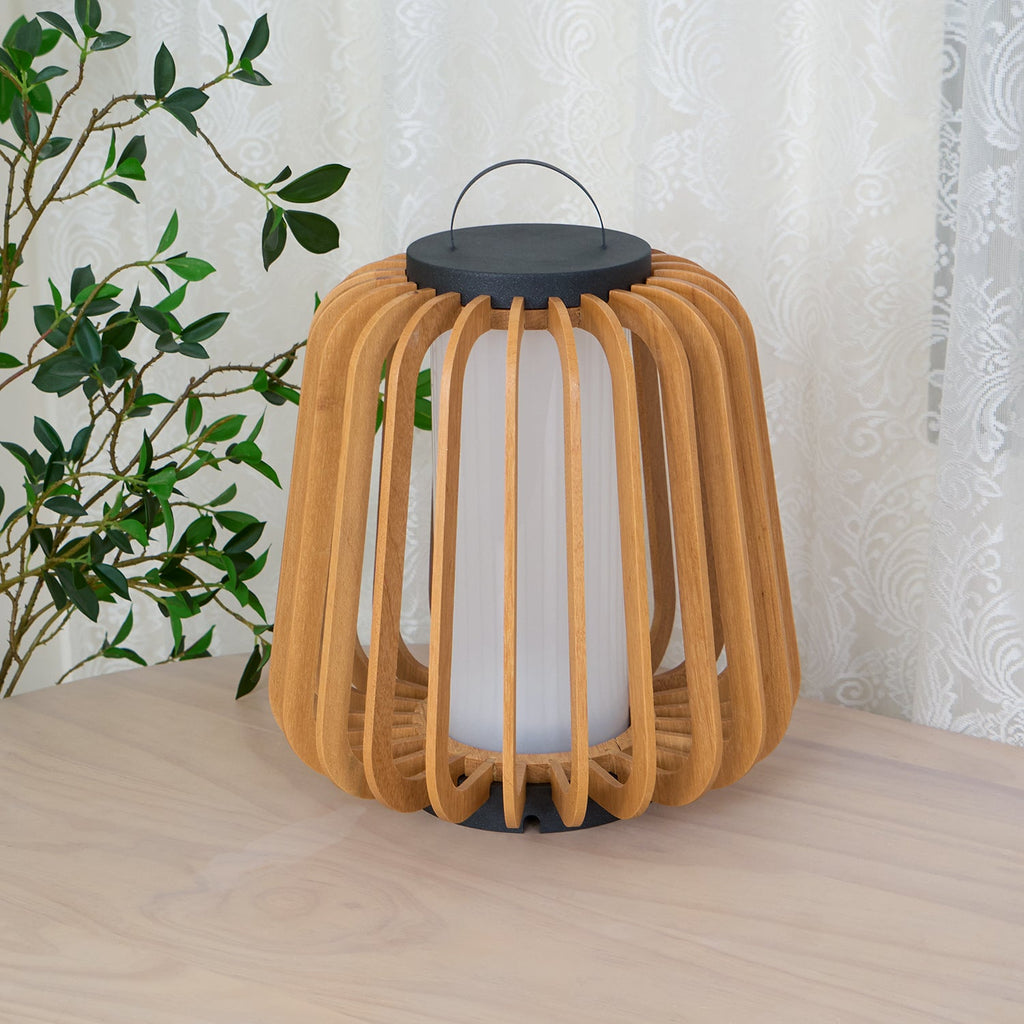 Portable Rechargeable Lantern | Waterproof Metal & Teak Wood | Black