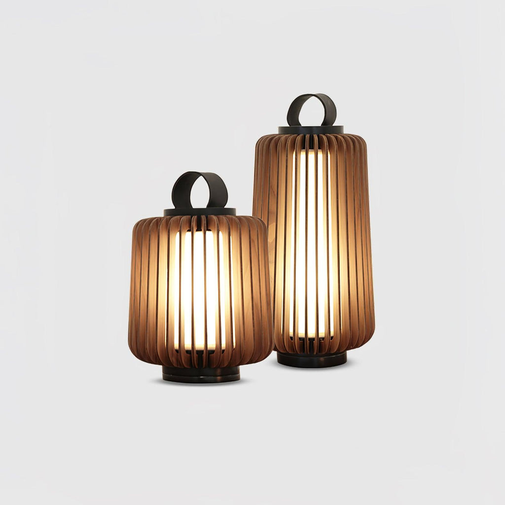 Portable Rechargeable Lantern | Waterproof Metal & Teak Wood | Black