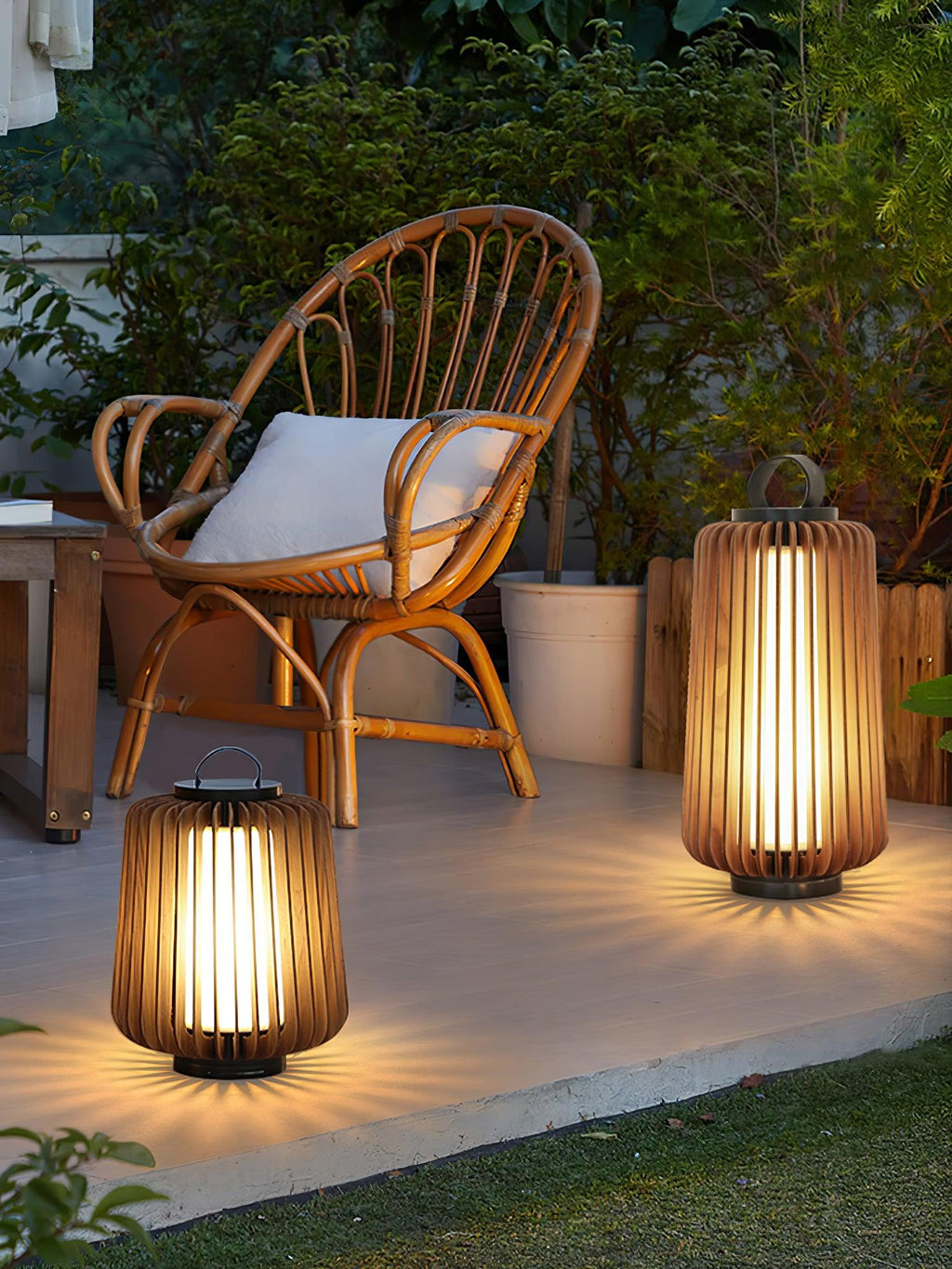 Portable Rechargeable Lantern | Waterproof Metal & Teak Wood | Black