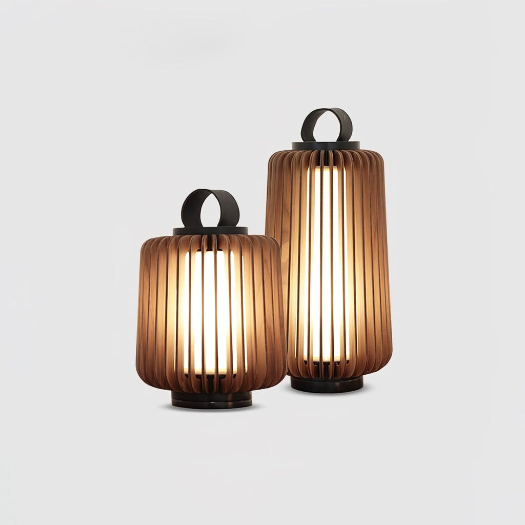 Portable Rechargeable Lantern | Waterproof Metal & Teak Wood | Black