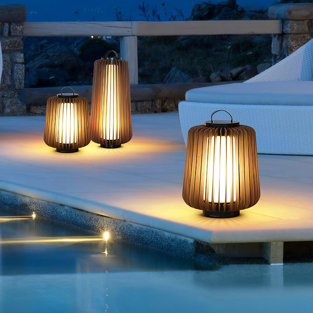 Portable Rechargeable Lantern | Waterproof Metal & Teak Wood | Black