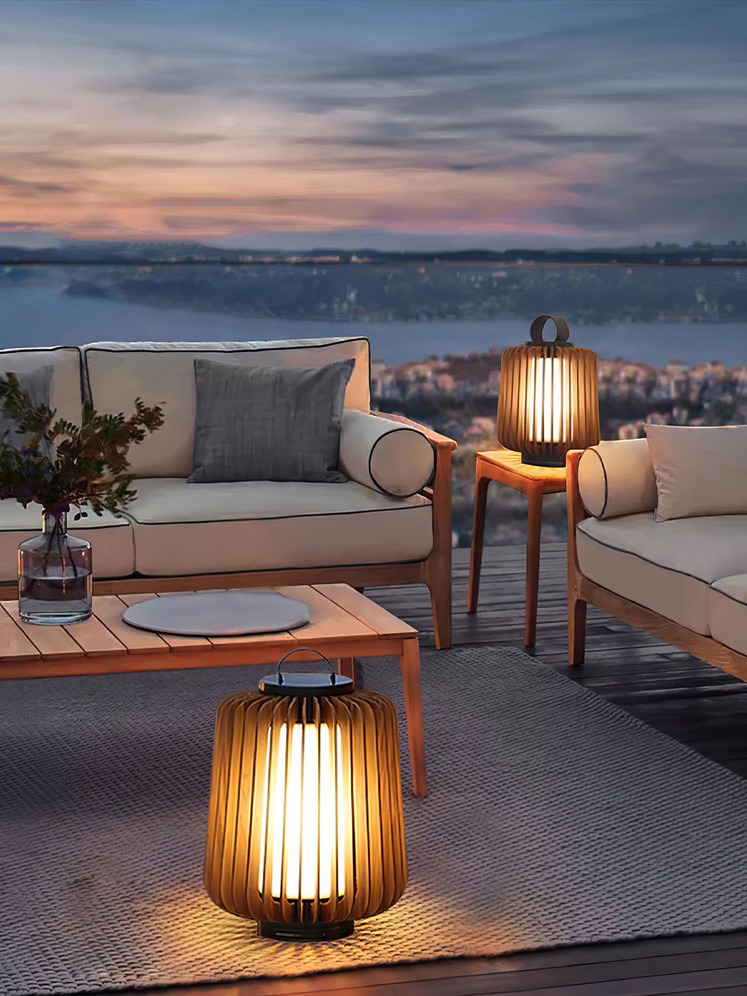 Outdoor Lantern | Waterproof Metal & Teak Wood | Integrated LED