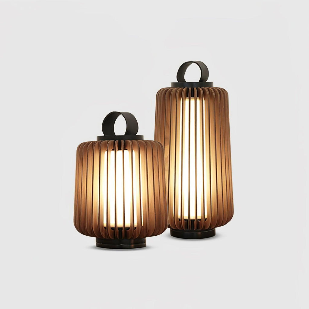 Portable Rechargeable Lantern | Waterproof Metal & Teak Wood | Black