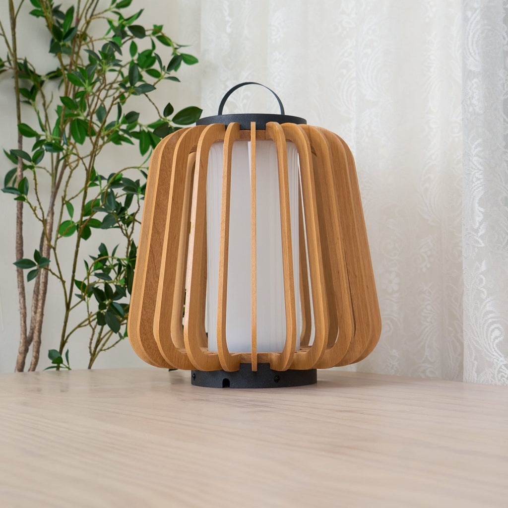 Portable Rechargeable Lantern | Waterproof Metal & Teak Wood | Black
