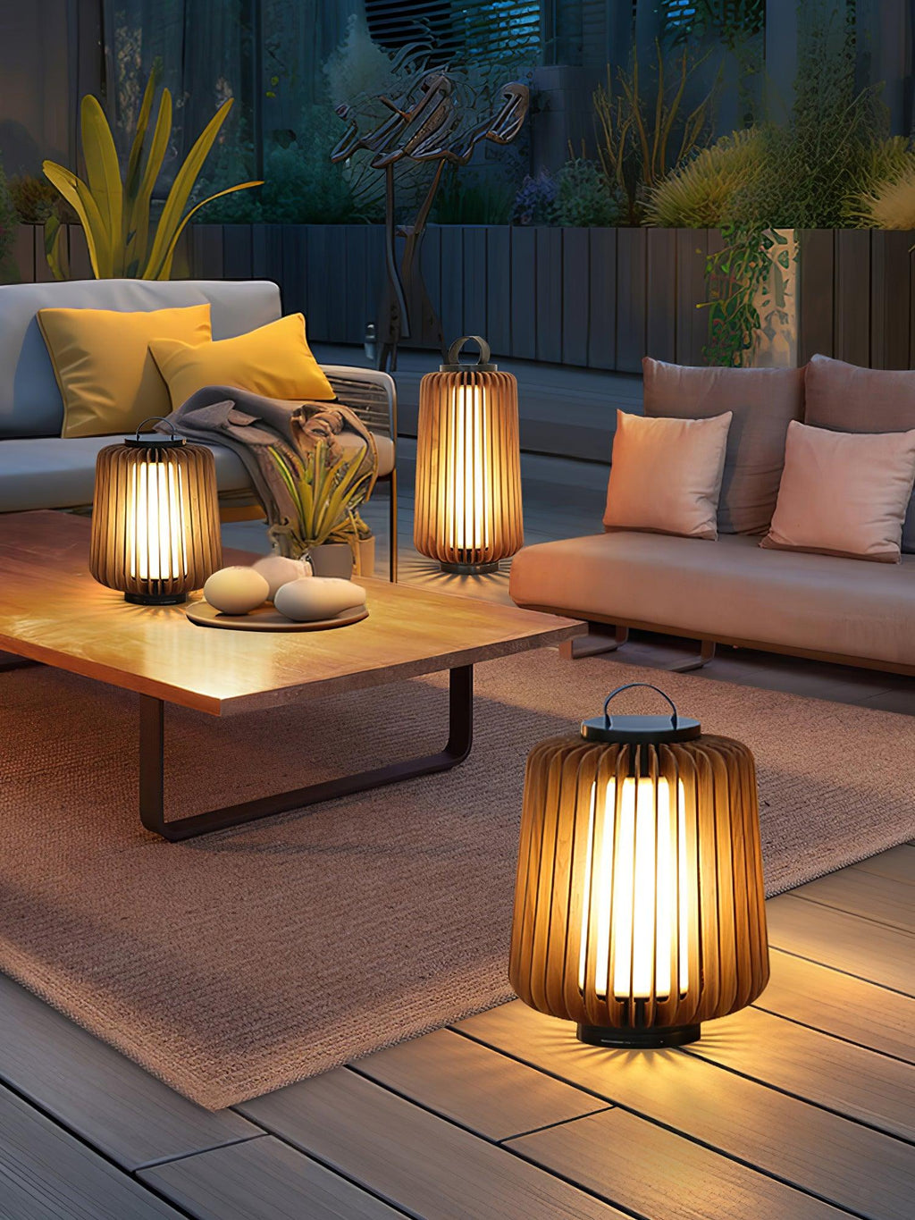 Portable Rechargeable Lantern | Waterproof Metal & Teak Wood | Black