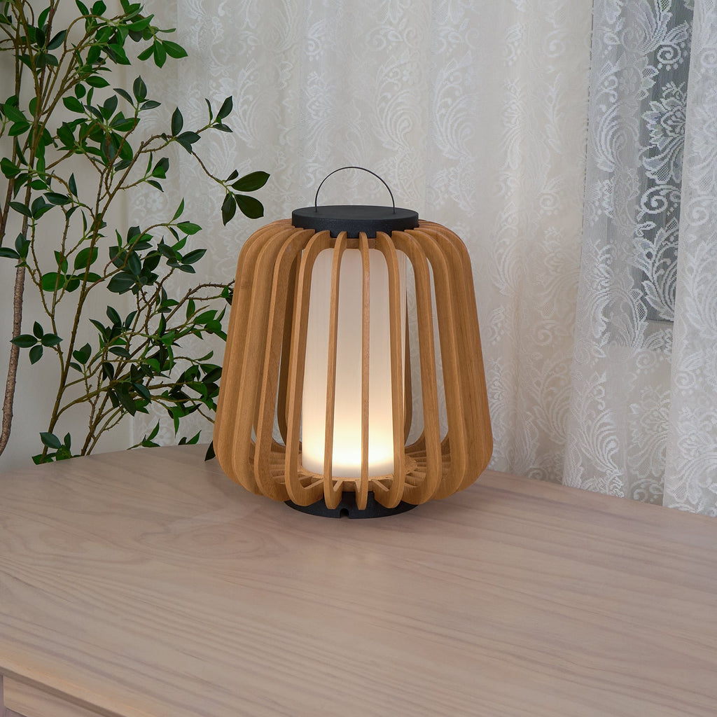 Portable Rechargeable Lantern | Waterproof Metal & Teak Wood | Black